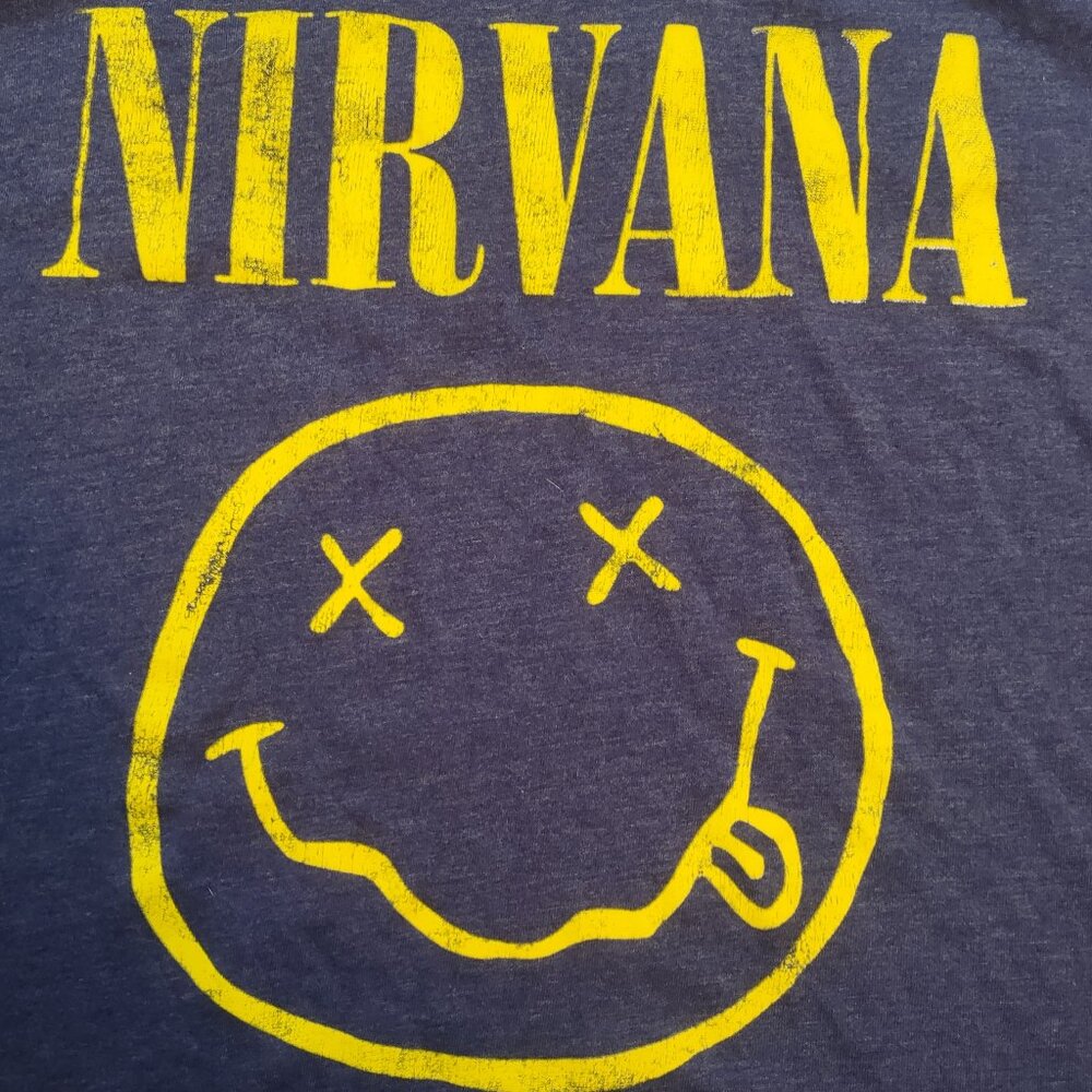 Nirvana t shirt xxl men 2xl grey 90's grunge punk rock Kurt Cobain smiley face
